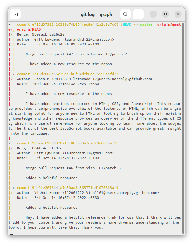 git log --graph